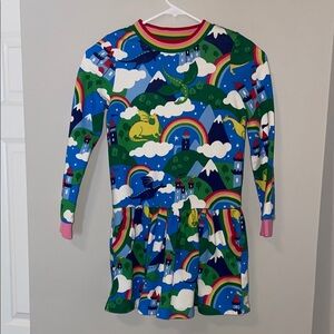 NWOT Girls  Long Sleeve Dress with Rainbow/ Dragon/ Cloud Print Size 8-9Y
